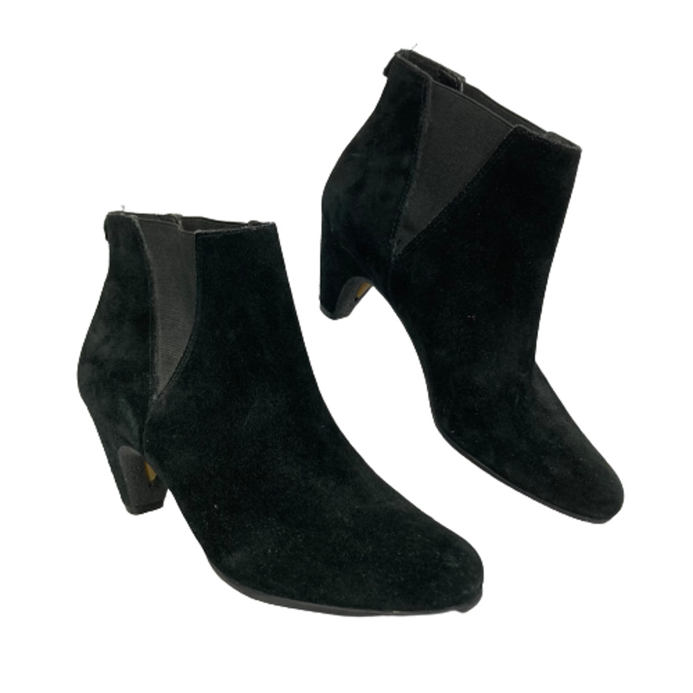 Sam Edelman Boot Women Sz 6 Black‎ Suede Leather Kitten Heel Chelsea Ankle